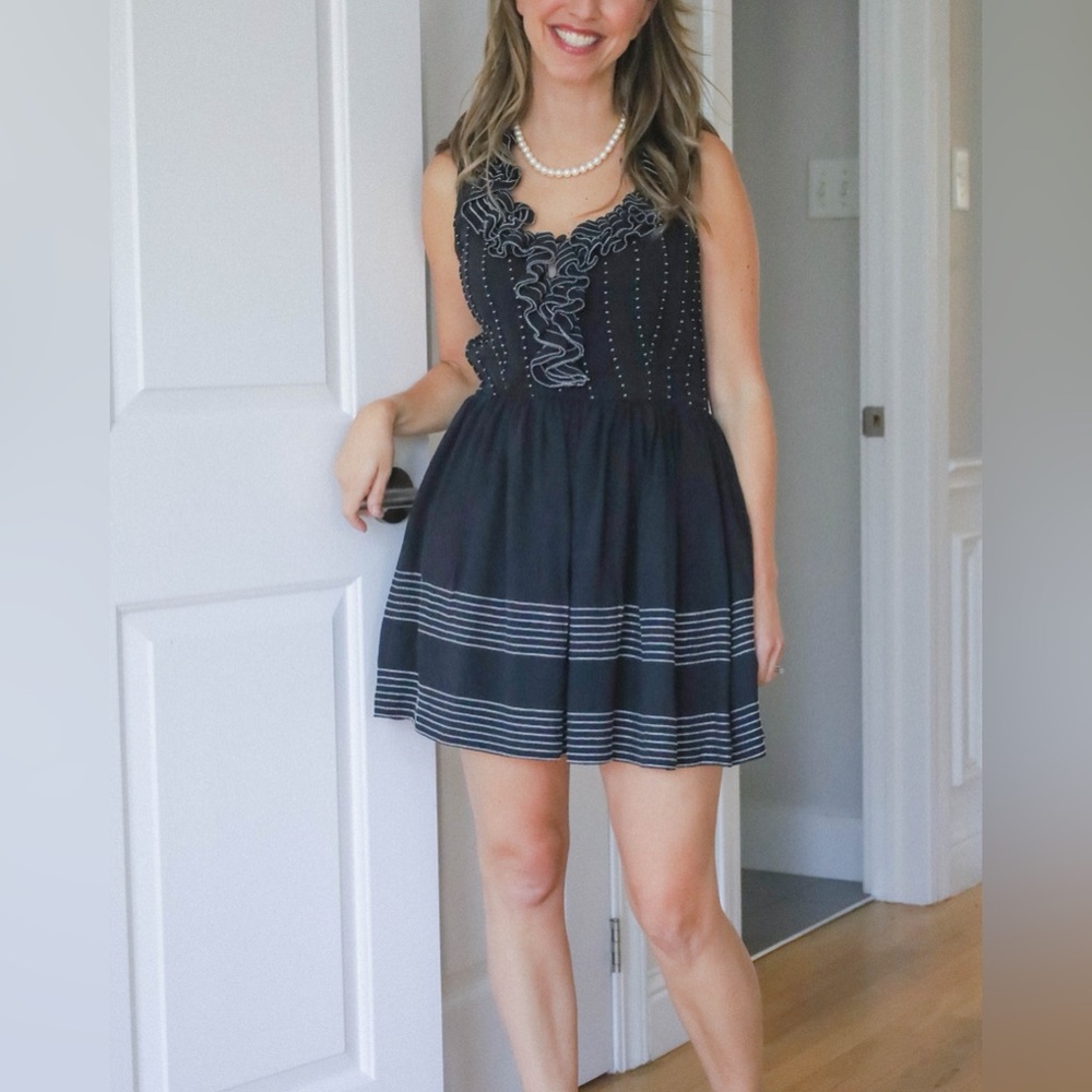NWOT Kate Spade Black & White Silk Ruffle A Line Dress